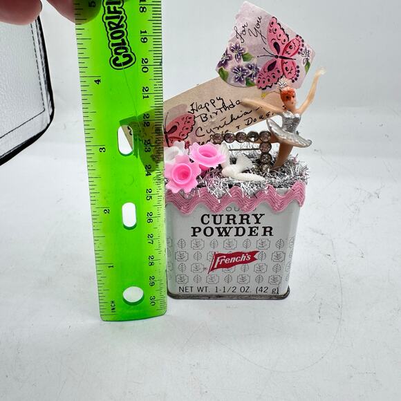 Birthday Ballerina Retro Assemblage - Vintage Spice Tin Diorama - Picture 6 of 6